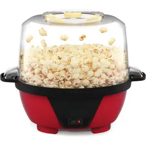 Hot Oil Popcorn Popper, Popcorn Maker Machine with Large Serving Bowl Lid and Stirring Rod Perfect for Movie Night Snack Time or Parties, 6-Quart, Red