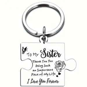 Stainless steel keychain pendant gift for sister, Christmas and birthday present
