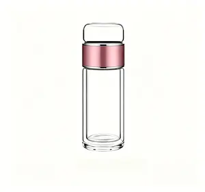 420ml BPA-Free Food Grade Double Wall Glass Tea Tumbler, Detachable Tea Infuser with Strainer for Hot/Cold Loose & Flower Tea, Practical Present for Valentine’s Day, Mother’s Day and Anniversary