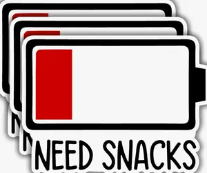 3pcs Need Snacks Battery Sticker, Funny Sarcastic Sticker for Kindle Laptop Water Bottle Phone