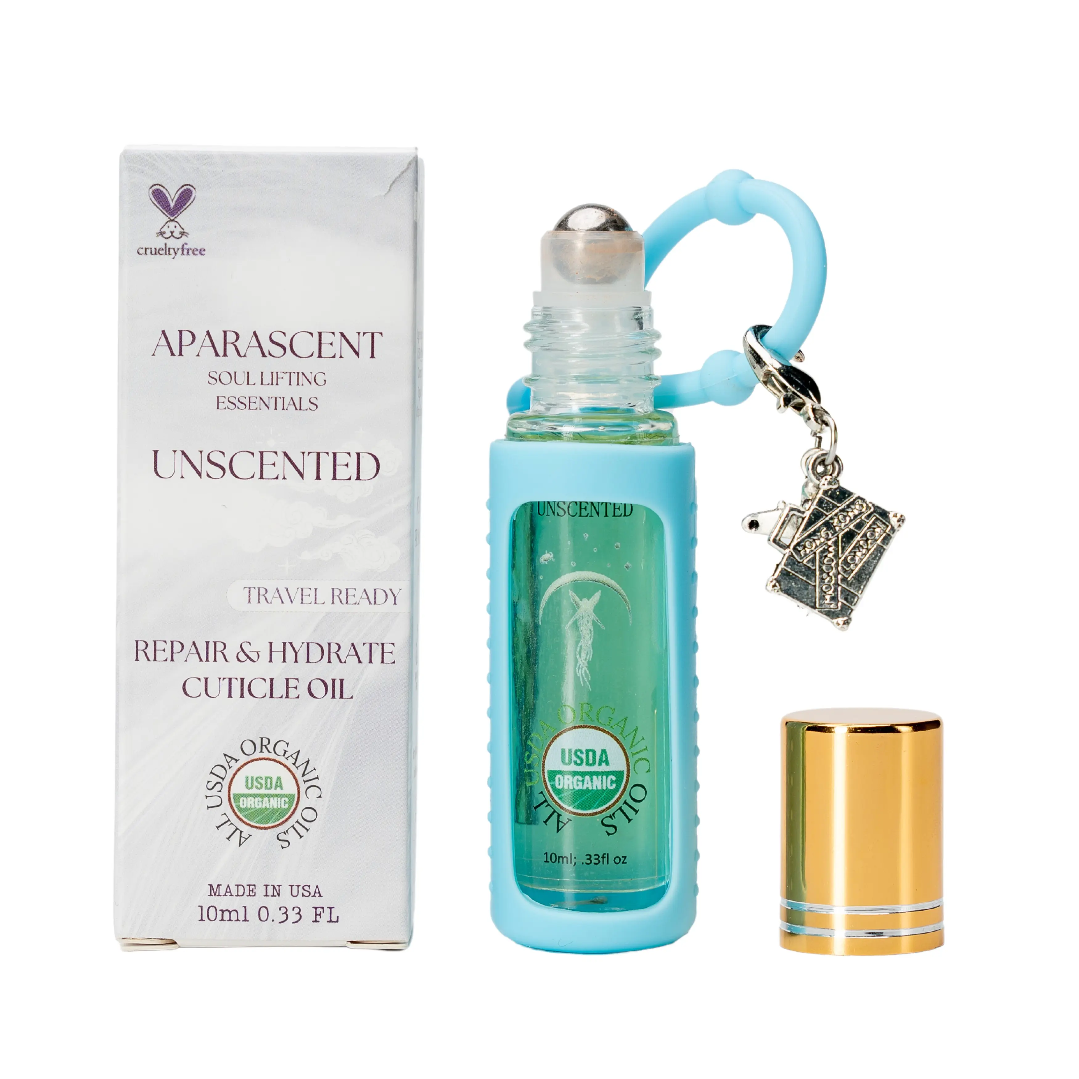 Aparascent Unscented Cuticle Oil Organic Roll-On - Hydration & Strength w/Coconut MCT, Jojoba & Rosehip for Dry Nails - Travel-Ready Roller, Moisturizing Boost Serum Treatment for Radiant Nail Growth Defense Gentle Moisturizer Luxury Care Repair