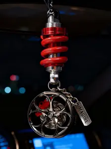 Cool Punk Car Wheel Brake Caliper & Shock Absorber Hanging Ornament, Creative Rearview Mirror Decoration, Car Modification Interior Decor Gift, Car Accessories