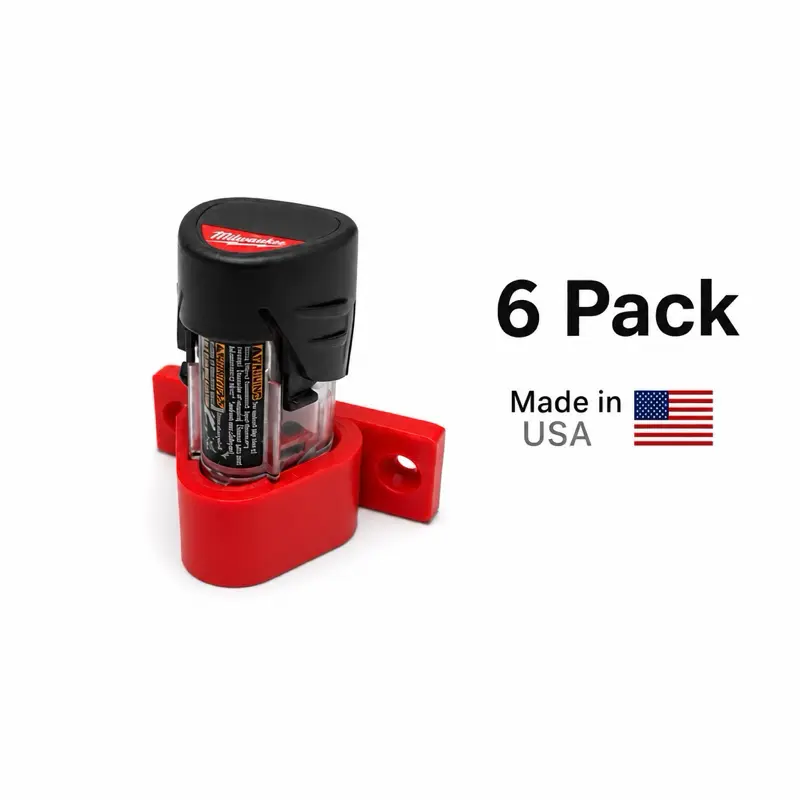 6 Pack - Milwaukee M12 Single Battery Holder Wall Mount