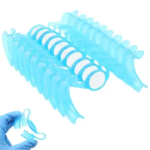 Dental Cheek Retractor Mouth Opener M Shape Autoclavable with Mirror for Teeth Whitening Mouthpiece Dentist Tools 10Pcs Blue