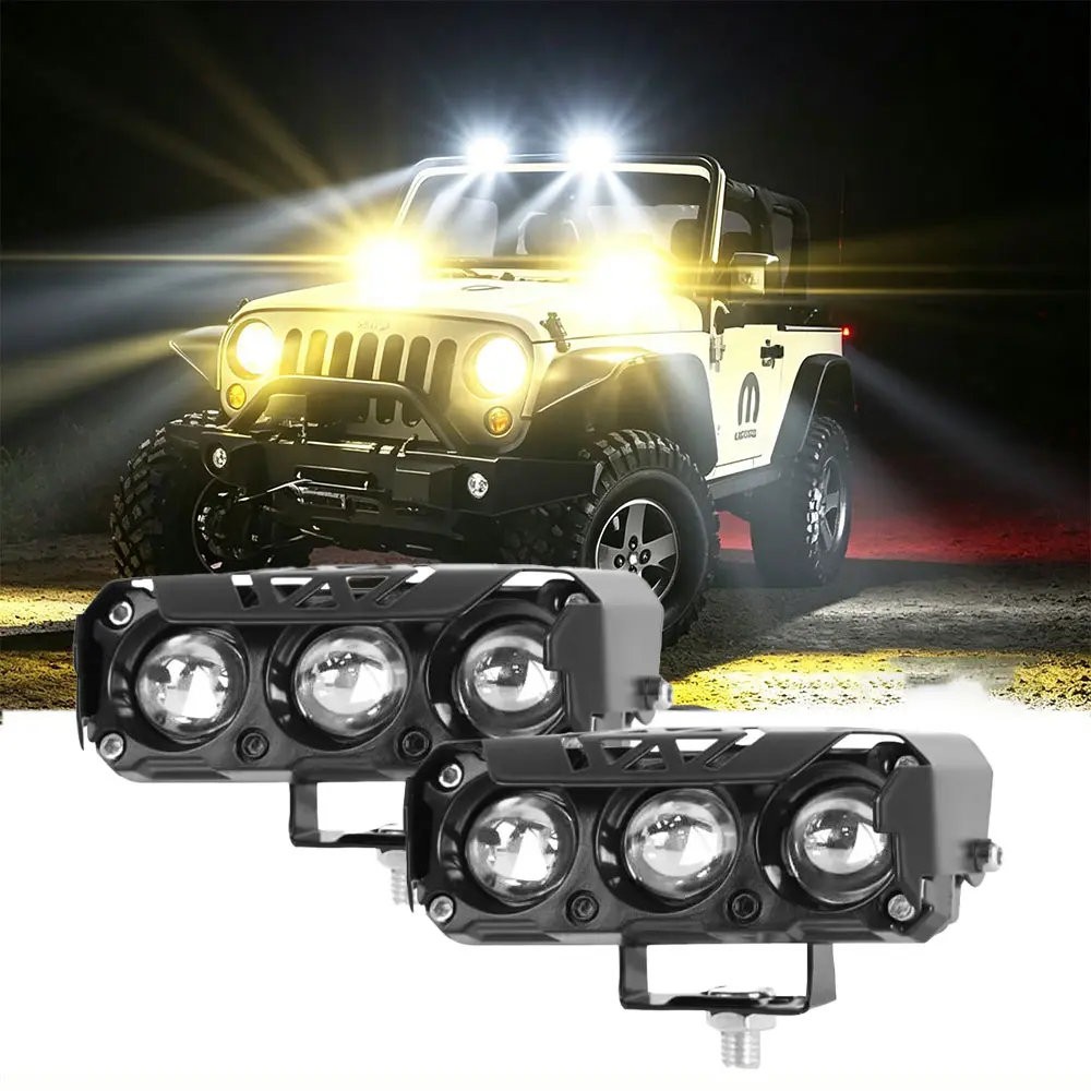LED Lens Spotlight Motorcycle headlight Driving Lamp Super Brigh3 lens spotlight motorcycle external lamp yellow white，Waterproof Shock-proof For Motorcycle Car Trucks SUV UTV