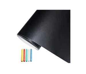 Chalkboard Wallpaper Stick and Peel: Classroom Chalk Board Paint Self Adhesive Wall Paper Removable Blackboard Stickers Chalkboard Signs with 8 Colorful Chalks (Black,17.5" x 78.7")