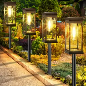 Solar Pathway Lights Outdoor, 8-Pack Large LED Solar Light Outdoor Waterproof, Super Bright Outside Lights for Yard, Sun-Powered Landscape Lighting for Garden Walkway, Warm White