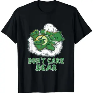 Cotton Short Sleeve Funny Bear Smoking Weed Cannabis Marijuana 4:20 Stoner Gift T-Shirt for Men Women