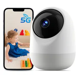 2K 360°Pan-Tilt Indoor Security Camera with 5/2.4Ghz WiFi, Motion/Sound Detection & Auto Tracking for Home, Pet, Baby Monitoring, 2-Way Audio, Night Vision, Siren phone app camara  con  wifi camera  son  deck