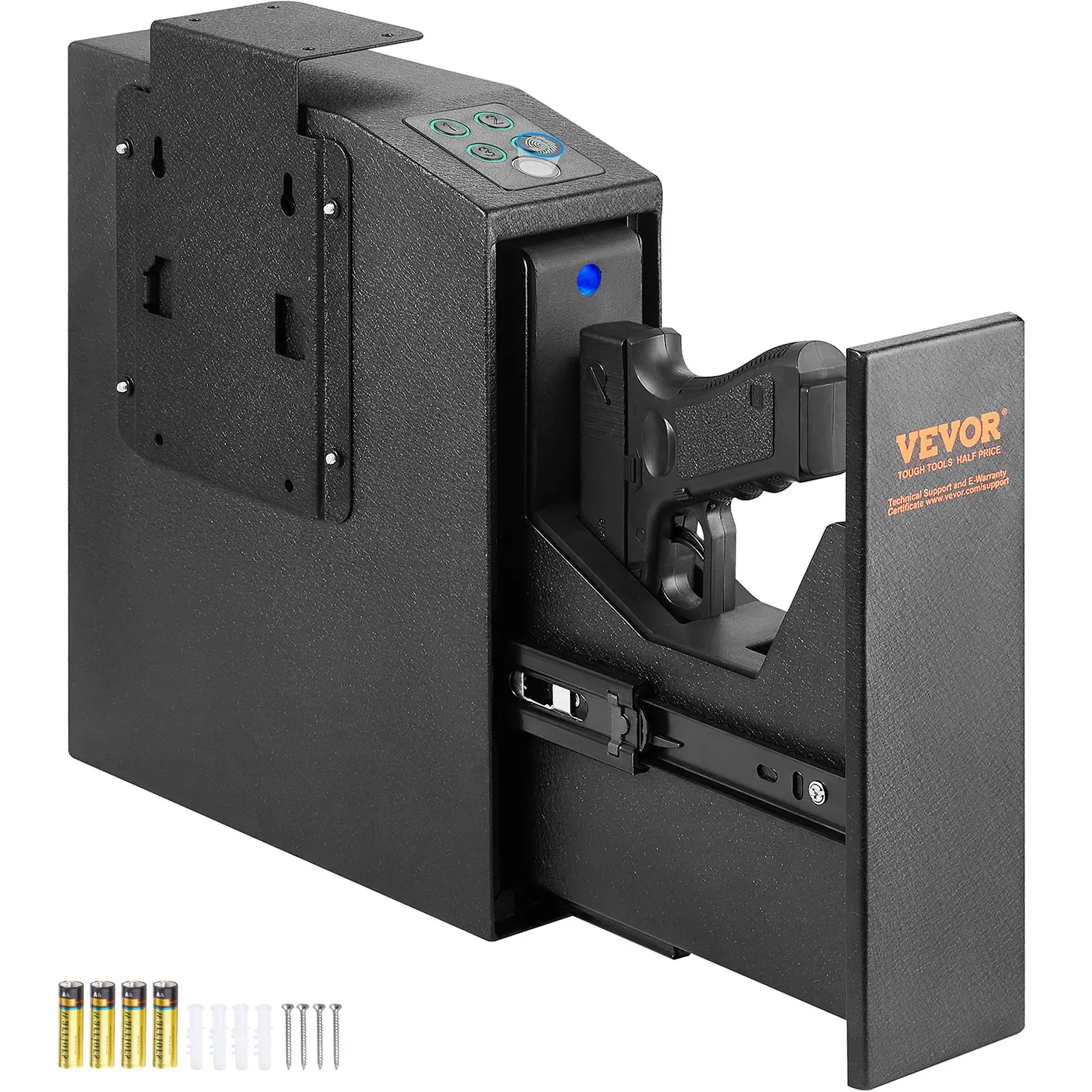 【DealsForYouDays】VEVOR Mounted Gun Safe for Pistols, Biometric Gun Safe with Three Quick Access Ways of Fingerprints, Passwords and Keys, Handgun Safe for 1 Pistol for Home, Bedside, Nightstand, Wall Anti Theft Safes Security Safe Box