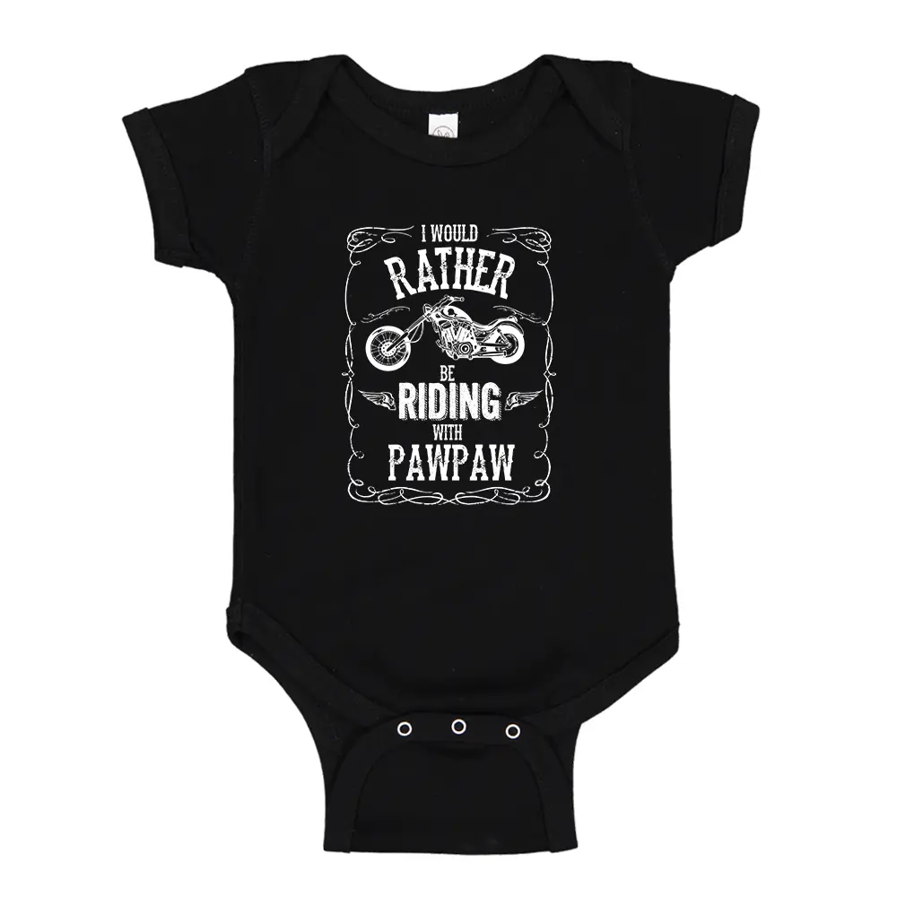 I'd Rather Be Riding with Pawpaw Motorcycle Baby Bodysuit One Piece Or Toddler Shirt Biker Grandpa Gift, Cool Pawpaw, Father's Day Gift