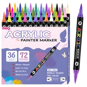 Dual Color Acrylic Paint Markers,Dual tips Dual Color Acrylic Paint Pens for Rock Painting, Canvas, Wood, Glass, Ceramic, Fabric, Plastic, Egg & Scrapbook. Soft Brush Tips Paint Pens and Paint Markers,Christmas gift