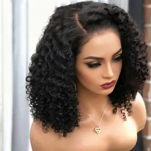 Bob Wig Human Hair 13x4 Water Wave Lace Front Wigs Human Hair 180% Density Short Bob Wig Pre Plucked with Baby Hair Curly Wigs for Women(16 Inch)