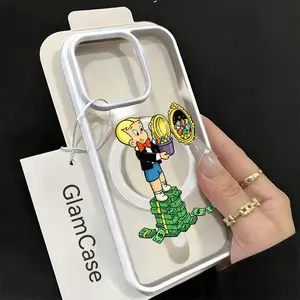 Rich Kid Money Stacks Phone Case， Vintage Cartoon Style for iPhone 17 16 15 14 13 12 11 Plus Pro Max.