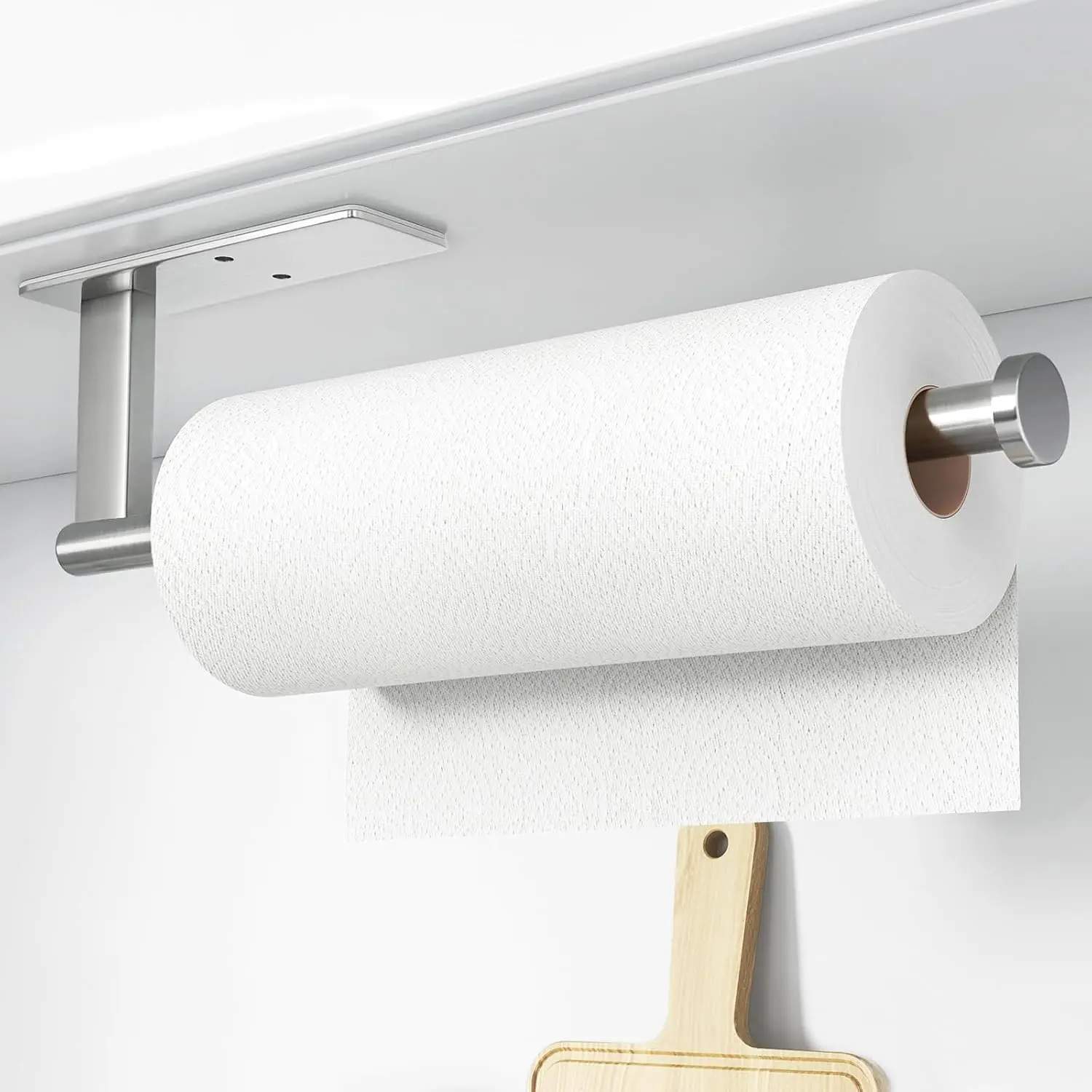 Paper Towel Holder Under Cabinet - Stainless Steel Paper Towel Holder Wall Mount, Self-Adhesive or Drilling,  Towel Rack for Kitchen Organization and Storage, Kitchen Paper Roll Holder