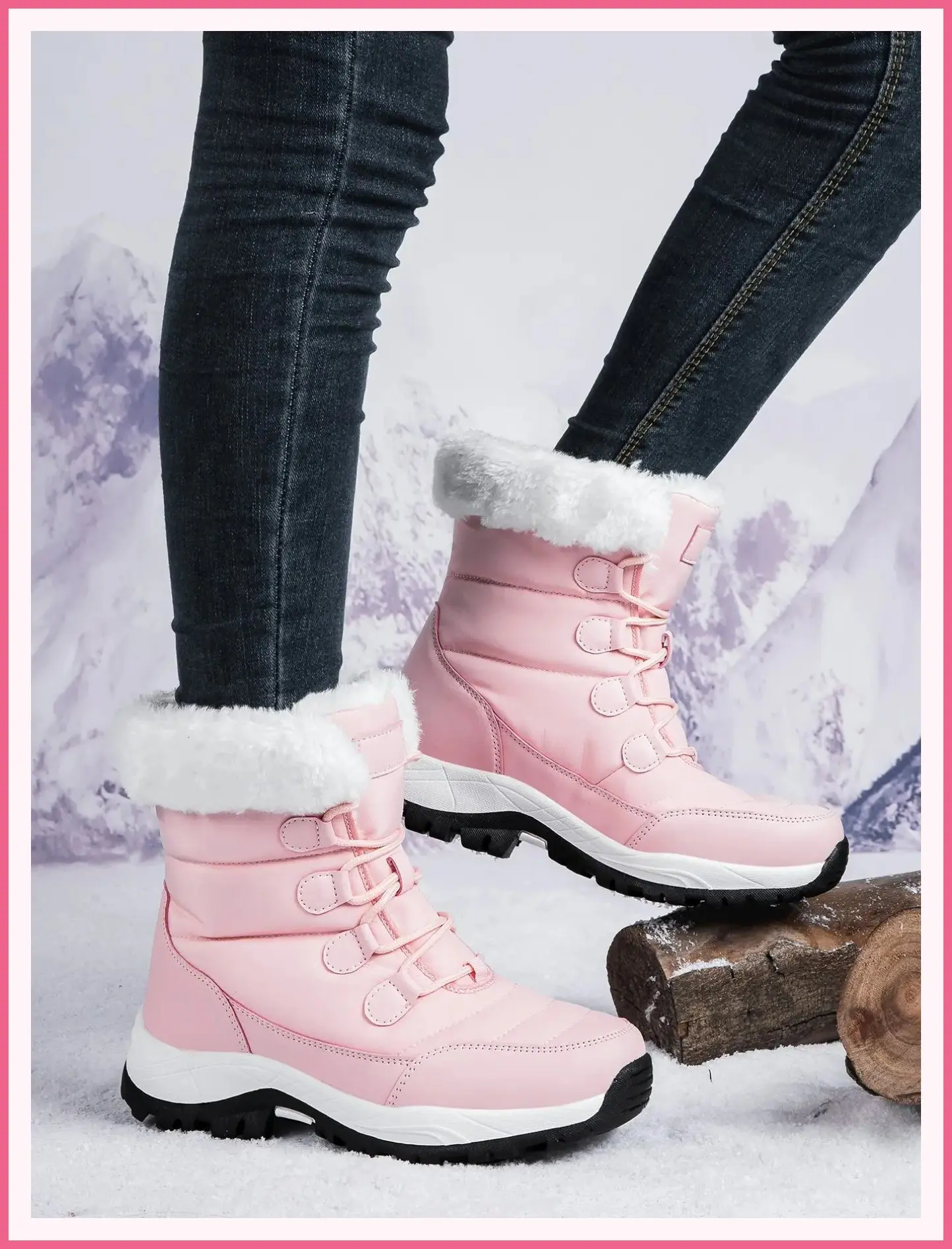 Women's High-Top Winter Snow Boots, Warm Fleece Lined, Windproof Anti-Slip Waterproof, Casual Outdoor Sports Shoes, Cute Winter Boot, Christmas GiftGift