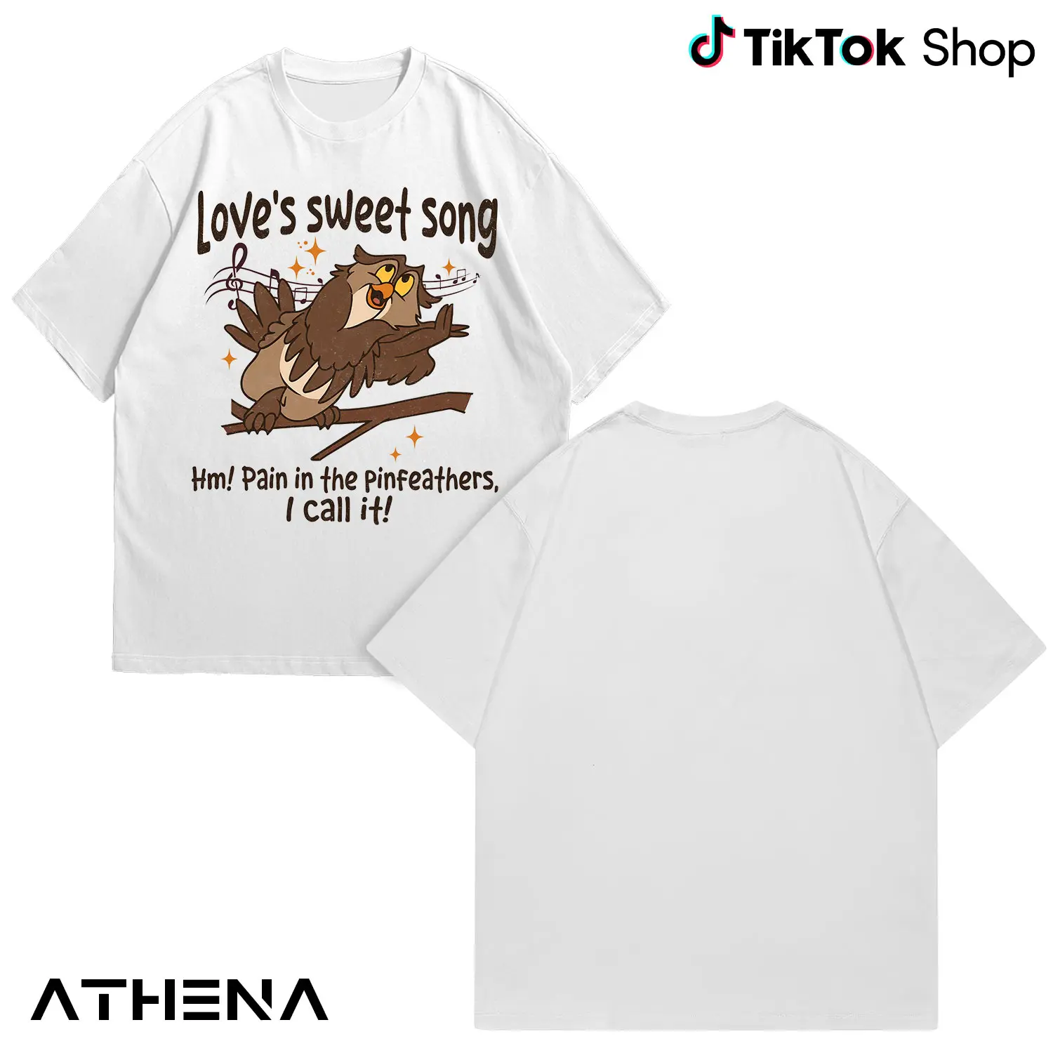 Retro Bambi Friends Owl Unisex Tee Shirt, Bambi Love's Sweet Song T-shirt, Family Matching Tee, Cartoon Lover Shirt