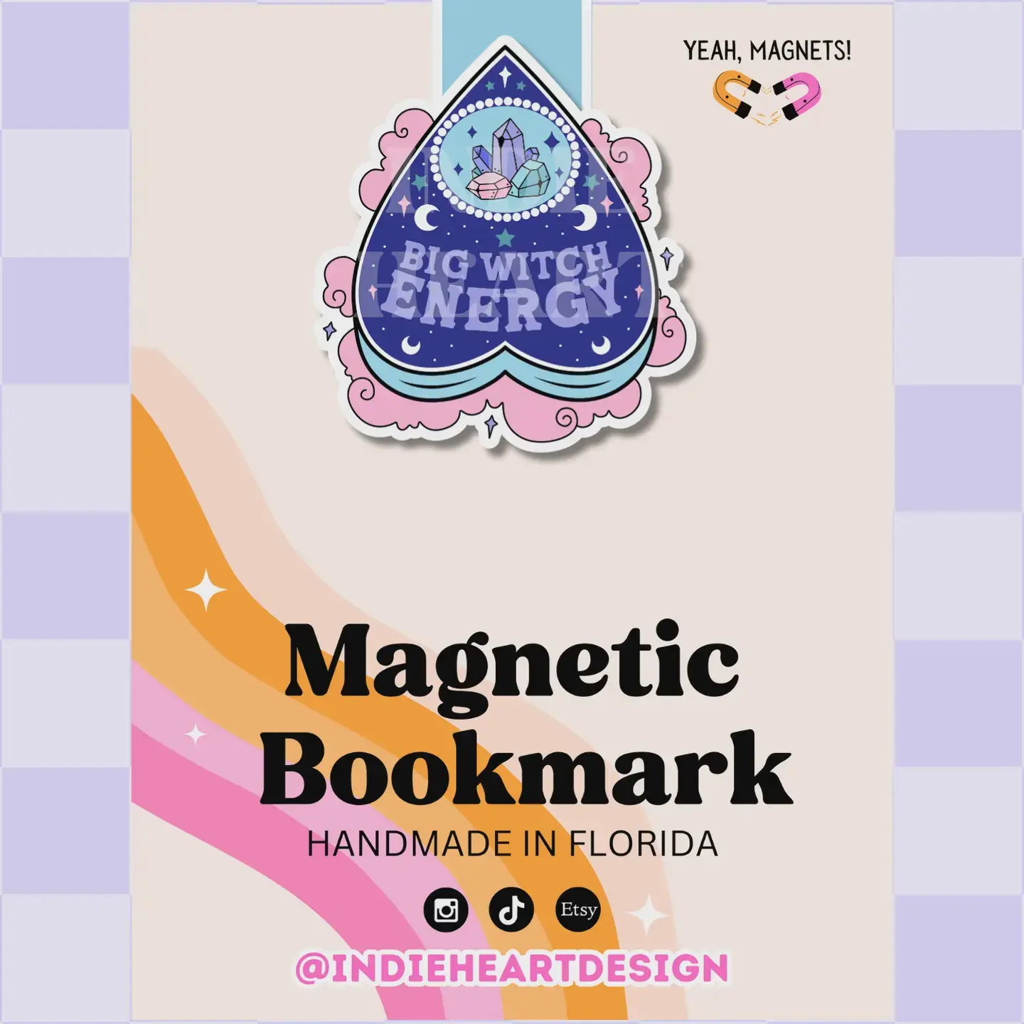 Big Witch Energy Magnetic Bookmark - Photo Paper, Magnets, 0.03 oz, 2.25 in Folded Size, 4 x 3 x 1 in Dimensions, Single Sided Design, All Seasons Use, English-Language, Logo on Back