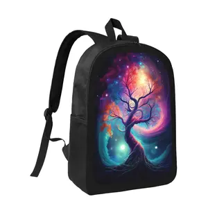 Cosmic Tree of Life Backpack - Large Capacity School Bag with Tree Design in Purple, Pink, Blue, Black, Neon Green, Neon Pink, Neon Blue - Lightweight Backpack with Adjustable Shoulder Straps & Zipper Closure for Teens, Adults, College, Travel - Durable B