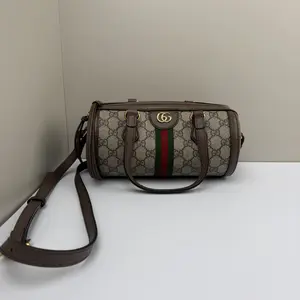Pre-owned GUCCI GG Supreme Canvas Crossbody Bags Ophidia Cylinder Small Beige/Brown LNL0406