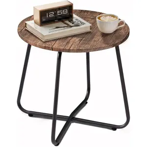 Patio Outdoor Side Snack Table,Small Round Anti-Rust Metal Style Desk for Garden Balcony,Yard,Living Room