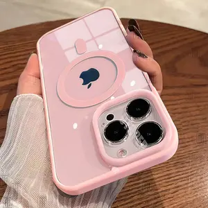 Transparent Acrylic Antiskid Phone Case for iPhone 17 Pro Max Air 16 15 14 13 12 11 Plus Magsafe Magnetic Hard Cover