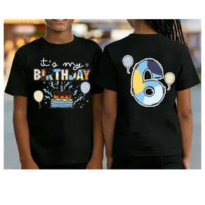 🎉100% Cotton Youth Custom Age Number Blue Dog ''It’s My Birthday'' Graphic Tee, Teens Bingo Family Birthday Tee, Birthday Party Gift for Boys Girls