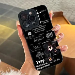 Cross & Bible Verse Pattern Phone Case, Fashion Durable Phone Protective Cover, Phone Accessory Compatible with iPhone 15 Pro 14 13 12 11 XR 16 Pro Max Plus, Casing, Smartphone, Cellphone, Protector