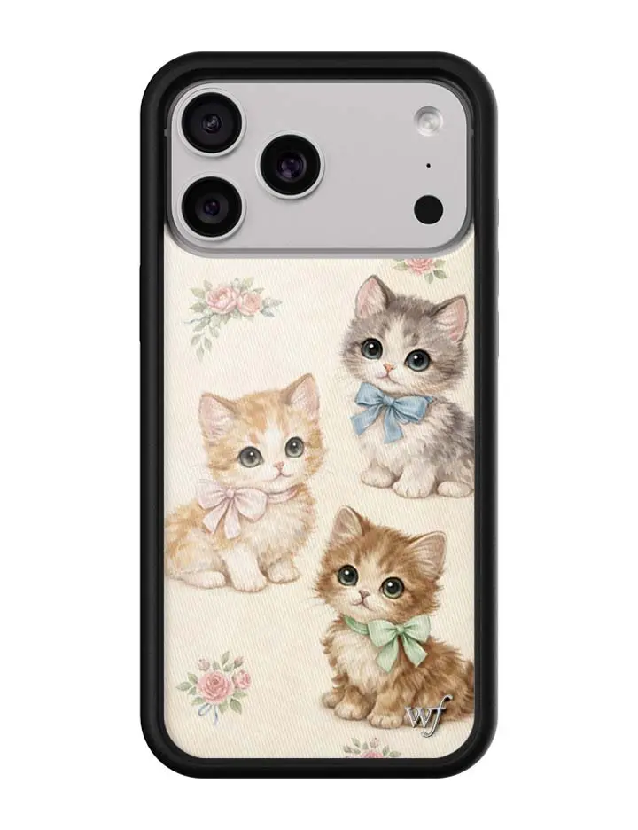 Limited Edition Vintage Kitten & Flower Print Custom iPhone Case - Durable Rubber Protective Bumper, Shockproof Mobile Accessory for Enhanced Device Protection