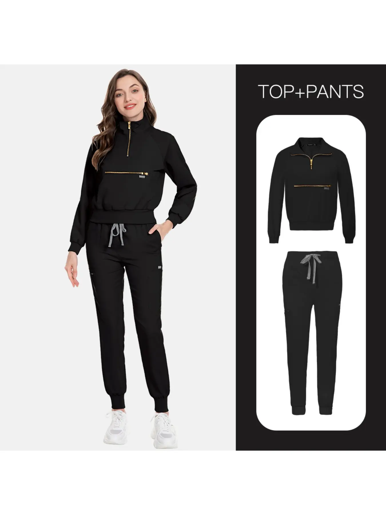 Long Sleeve Stand Collar Hand Wash Autumn Thick High Quality Beauty Salon Doctor Nurse Women Overalls Two-piece Set Pet Clinic Anti-Wrinkle and Wear-resistant Workwear Work Uniform