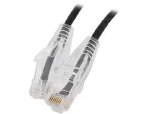 Nippon Labs 28 AWG Snagless Ultra Slim Cat6  Ethernet Patch Cable - Network Internet Cord - RJ45, Stranded, 550Mhz, UTP, - 15ft, Black