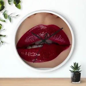Round Wall Clock Female Mouth Design,Unique clock,wall decor,red lips clock,modern art photo,home decor,gift anniversary,gift for men
