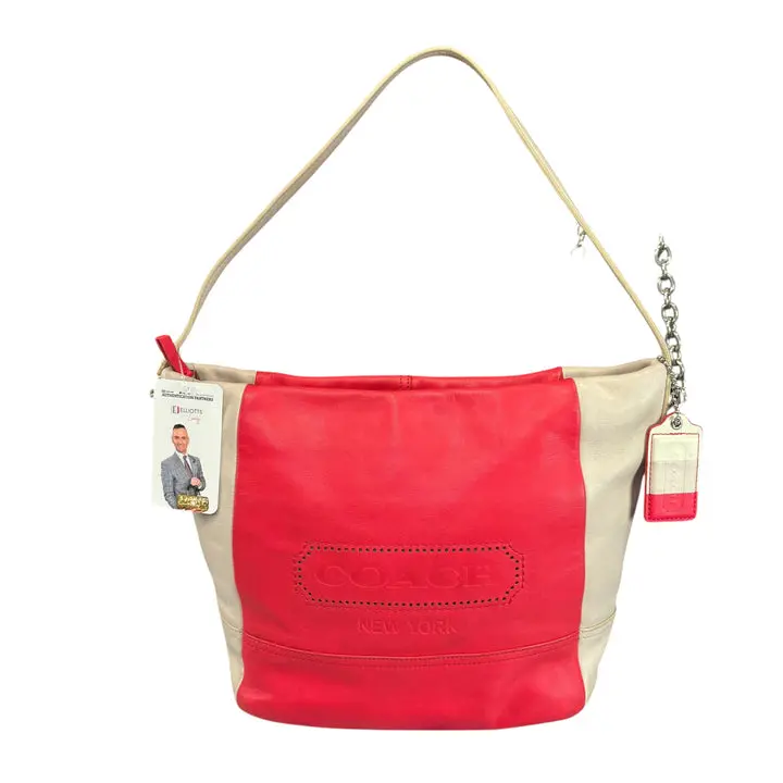Pre-owned coach Leather Shoulder Bags Legacy Pink SHW ColorBlock Y2K Weekend Hobo Purse