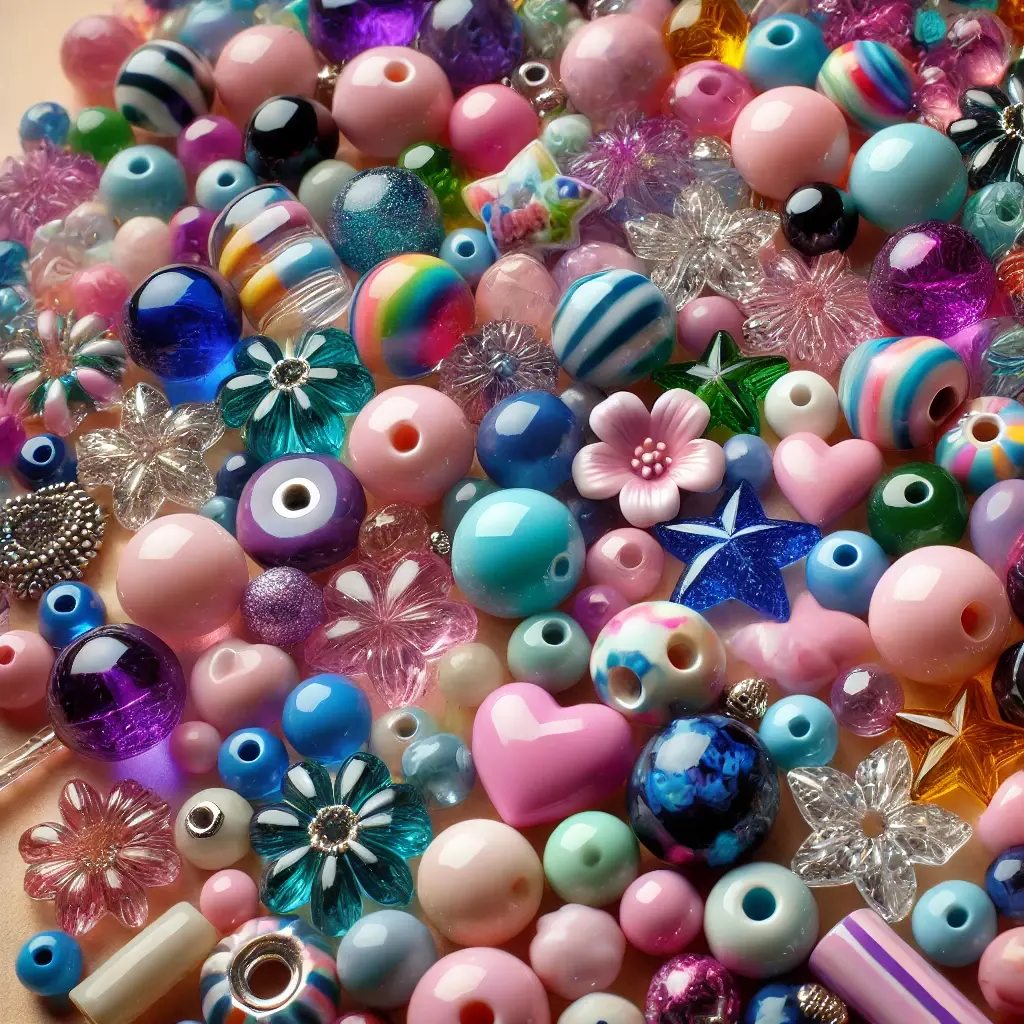 DIY Beads Assortment with Stylish Playful Charms, Acrylic & Alloy Mix for Kids & Adults, Lightweight Beading Supplies for Bracelets & Necklaces