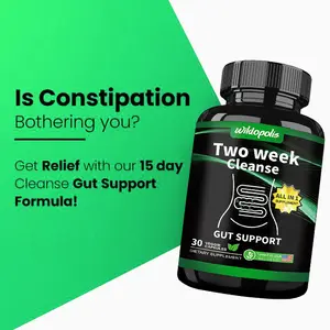 wildopolis-14 Day Cleanse - Gut and Colon Support - Advanced Gut Cleanse Detox for Women & Men with Senna, Cascara Sagrada & Psyllium Husk - Non-GMO - 30 Capsules