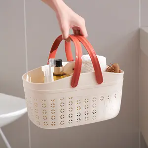 Portable Storage Basket, Shower Basket, Bathroom Plastic Toiletries Storage, Draining Bath Basket, Bath Storage Solution
