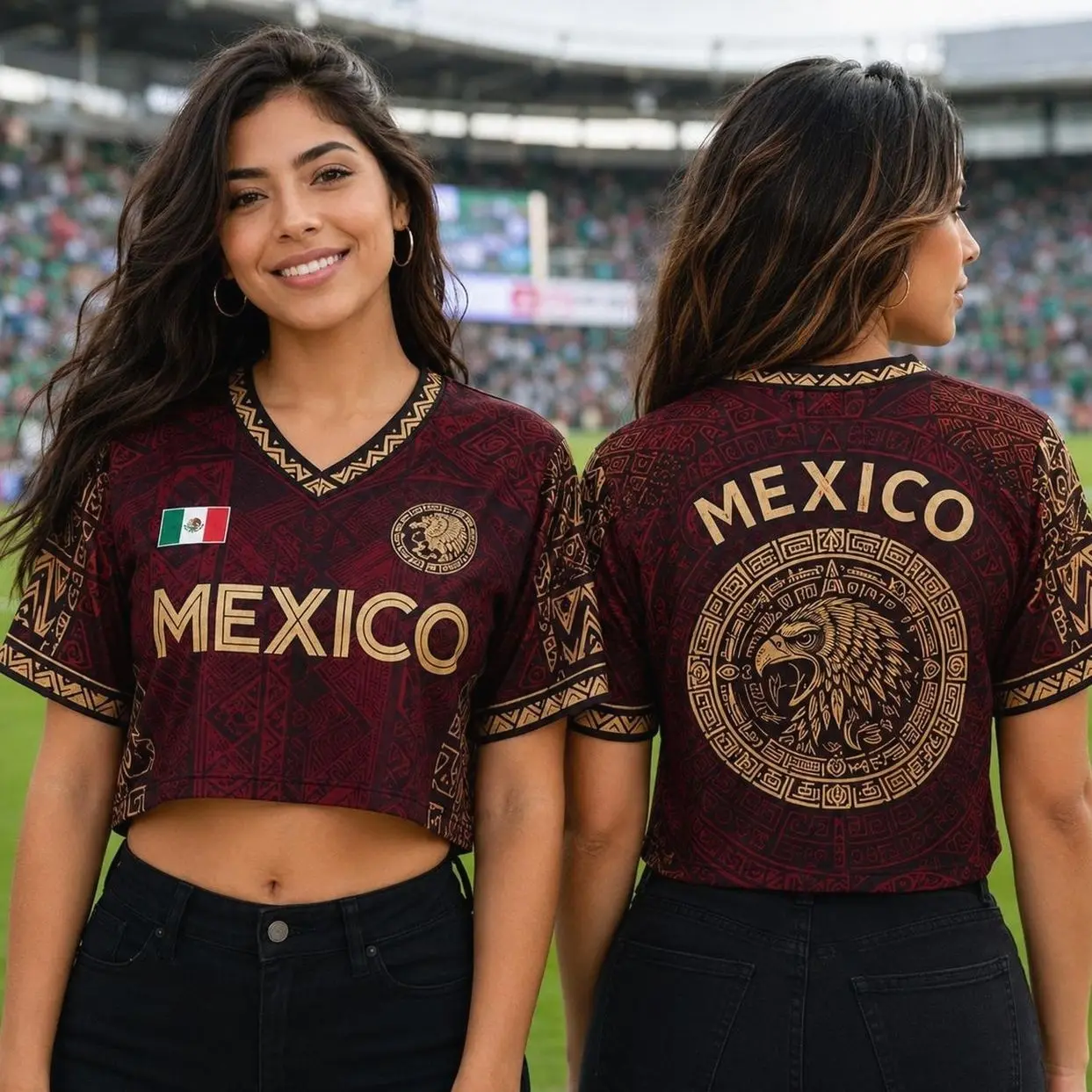 Mexico Crop Top Jersey, Soccer Cropped Jersey for Womens