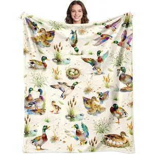 1PC Mallard Duck Blanket Gifts Soft Flannel Mallard Duck Throw Blanket Ducks Lovers Birthday Stuff Gifts Bedding