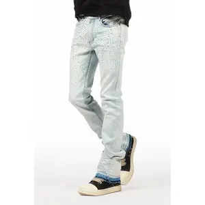 Maxton Blue Rhinestone Stacked Flare Jean