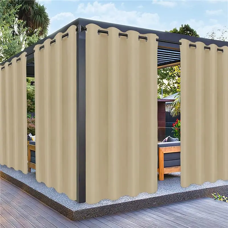 Outdoor Curtains for Patio Waterproof Weatherproof, UV and Fade Resistant Outside Curtains for Gazebo, Front Porch, Pergola, Sun Blocking Privacy Curtain, 52W x 84L inch, 1 Panel, Beige