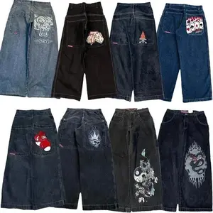 2025 Loose Jeans Men's Vintage Embroidered Hip-Hop Street Harajuku Men's Wide Leg Pants
