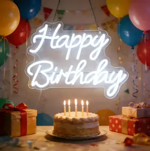 Neon Happy Birthday Sign - 12V Birthday Light Sign - Illuminated Birthday Sign with Dimmer Switch - Ideal for Backdrop Decorations, Party Celebrations, and Holiday Displays