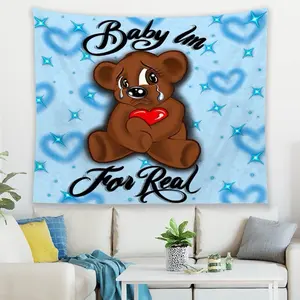 Bear Tapestry - Cute Bear Design with Heart Motif, Ideal for Decor, Soft and Adorable, Perfect for Home Decor