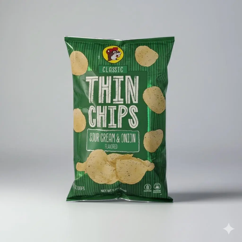 Buc-ee's Classic Thin Crisps Chips - Sour Cream & Onion Flavored Snack for Crisps & Puffed Snacks Lovers