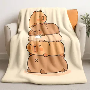 1pc Capybara Theme Blanket, Cartoon Cover Blanket for Baby Nap, Sofa Blanket, Bed Blanket, Car Blanket, Office Blanket, Pet Gift