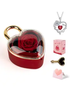 【Mother’s Day Gift】Soap Rose jewelry box, containing a heart-shaped rose pendant necklace Heart necklace A perfect gift for mom or grandma, ideal for Mother's Day or Valentine's Day.