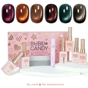 Exclusive to cecypatry 15ML*6PCS Peacock Fantasy Gel Nail Polish BUBU CANDY Soak-Off Gel Polish With LED Light x1, Rubbing Strips x2 - Hema & TPO-Free, LED/UV Cure, Art Manicure Salon DIY At Home For New Year, Valentine's Day, Party, Travel