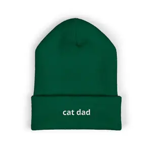 Cat Dad Beanie – Embroidered Cuffed Knit Hat