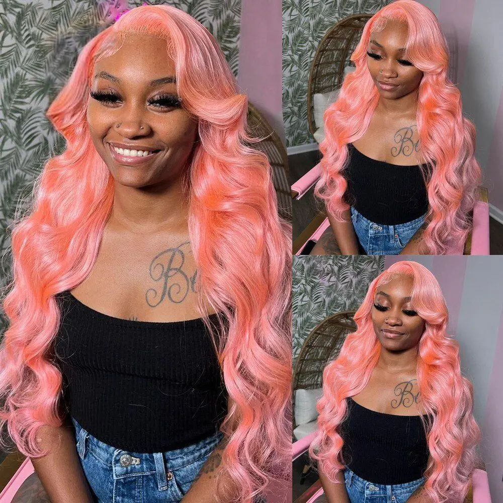 Pink Wig Human Hair 13x6 Body Wave HD Lace Front Wigs Human Hair Pre Plucked 180 Density Human Hair Lace Front Wigs Colored Pink Frontal Wigs Human Hair summerwins