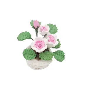 Miniature Dollhouse Accessory Tiny Artificial Potted Plant K131 Bonsai Fake Flower for Miniature Scenes Toy Food Displays
